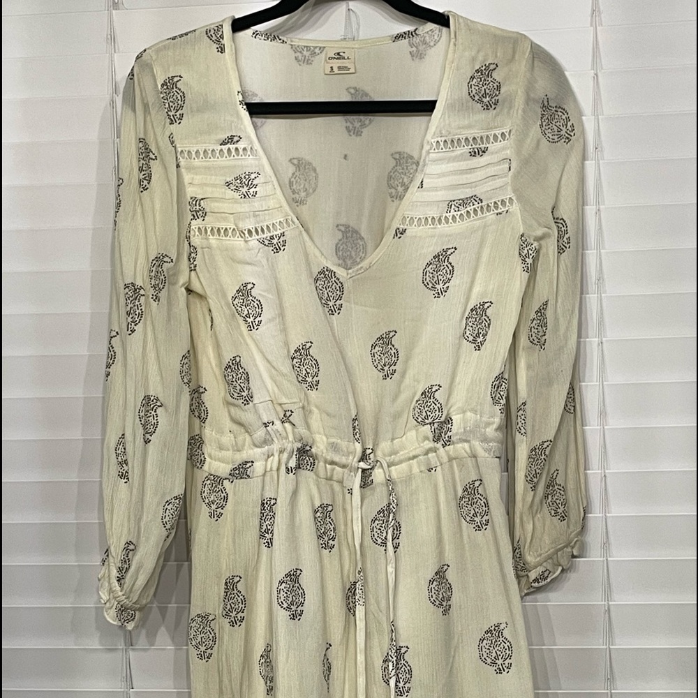 O’Neill boho cream dress with brown paisley print